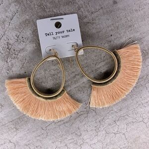 PEACH Drop Ring Fringe Statement Earrings